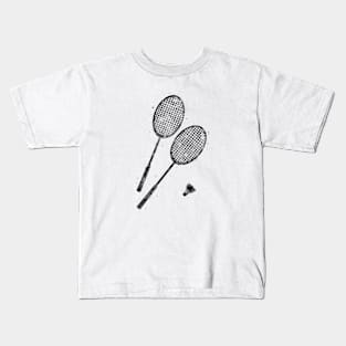 Badminton racket black and white Kids T-Shirt